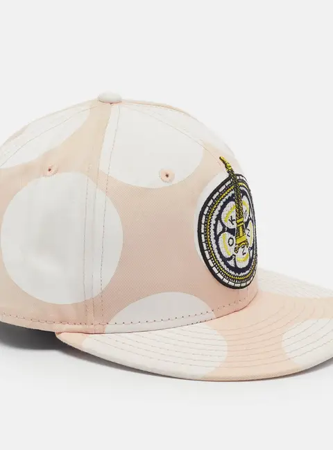 Kenzo x New Era White/Peach Polka Dot Print Canvas Baseball Cap Size S