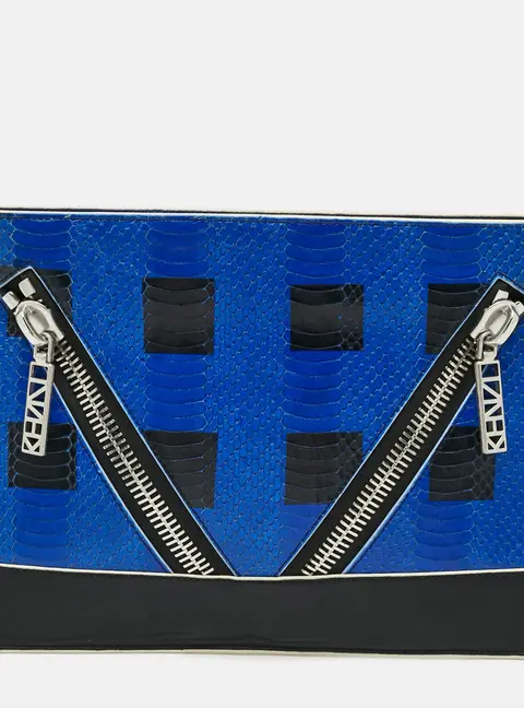 Kenzo Kalifornia Multicolor Python Embossed Leather Clutch