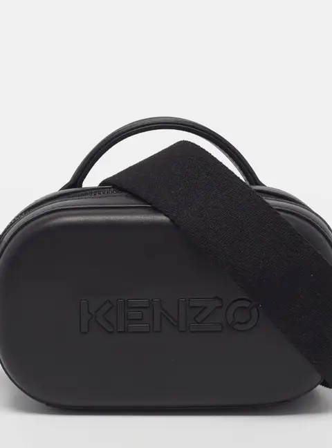 Kenzo Logo Black Leather Crossbody Bag