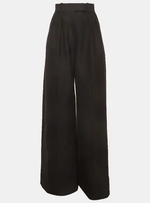 Khaite Black Wool Blend Wide Leg Trousers S