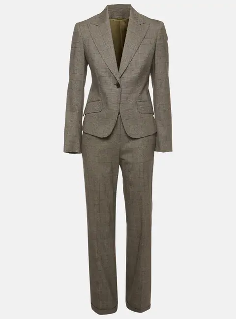 Kiton Napoli Monochrome Houndstooth Wool Blend Suit S