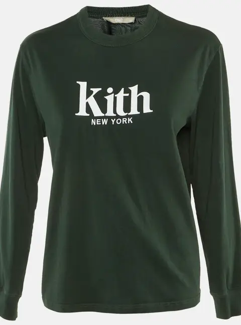Kith Dark Green Logo Embroidered Cotton Long Sleeve T-Shirt XS