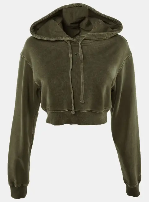 Kith Olive Green Cotton Alexa Cropped Hoodie XS