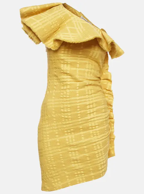 Kristina Fidelskaya Yellow Textured Jacquard Mini Dress S