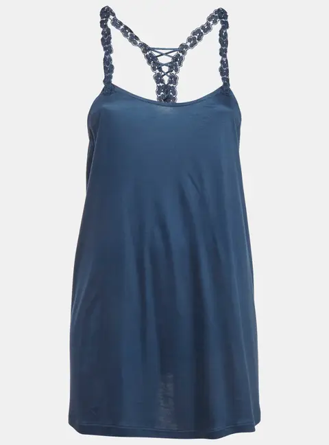 La Perla Navy Blue Jersey Lace Detail Tank Top L