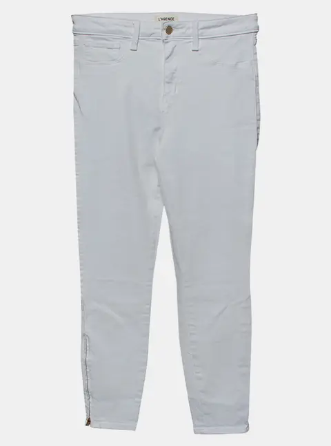 L'agence White Denim Zip Detail Skinny Andrea Jeans M