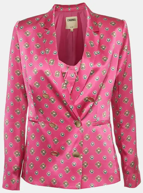 L'agence Print Print Silk Colin Blazer Set XS/S