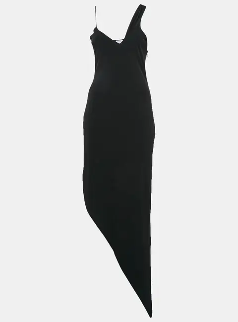 Lama Jouni Black Jersey Asymmetric Sleeveless Dress S