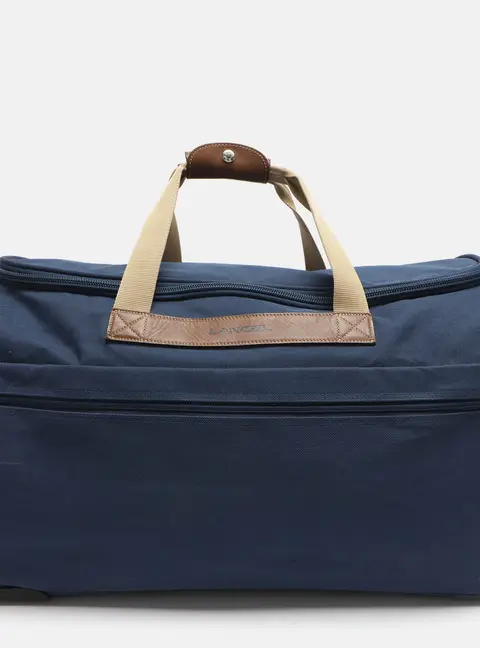 Lancel Blue Balistic Nylon and Leather Rolling Trolley Luggage