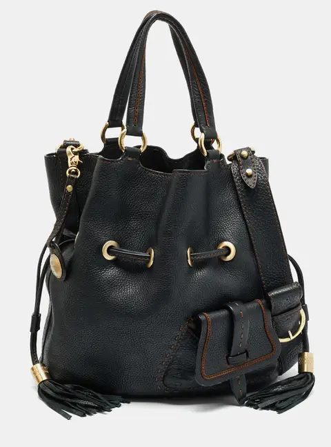 Lancel Premiere Flirt Black Leather Bucket Bag