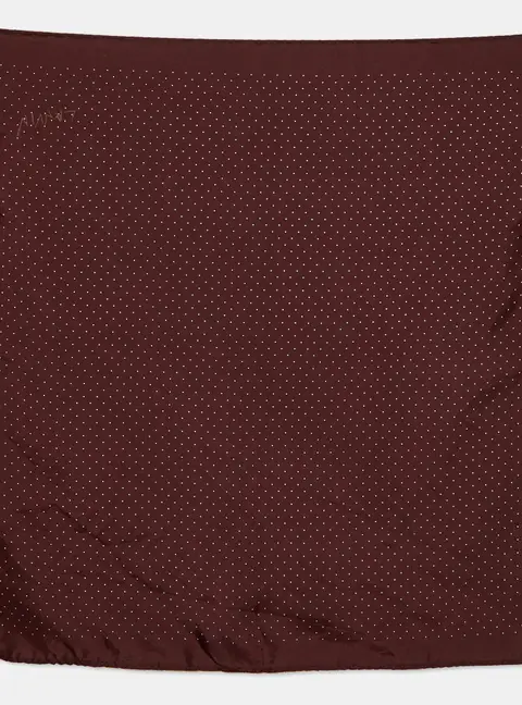 Lanvin Burgundy Polkadots Print Silk Handkerchief