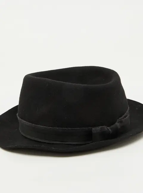 Lanvin Black Rabbit Felt Fedora Hat Size 59