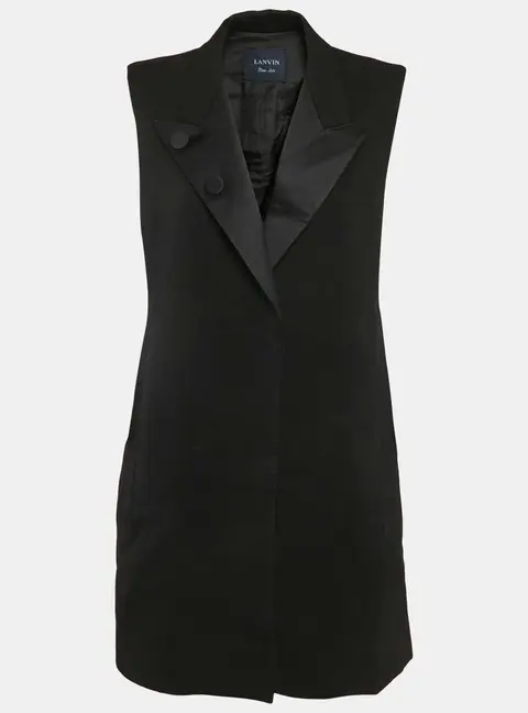 Lanvin Black Wool Sleeveless Coat L