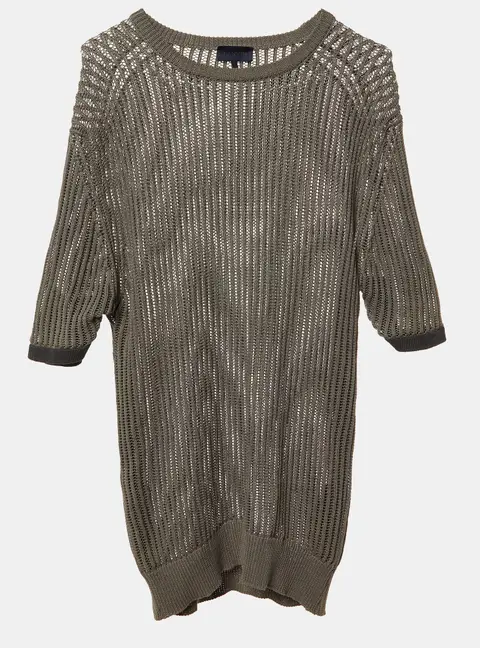 Lanvin Grey Patterned Cotton Knit Sweater XL