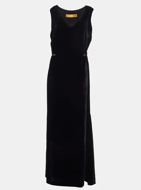 Lanvin Navy Blue Velvet Sleeveless Maxi Dress M