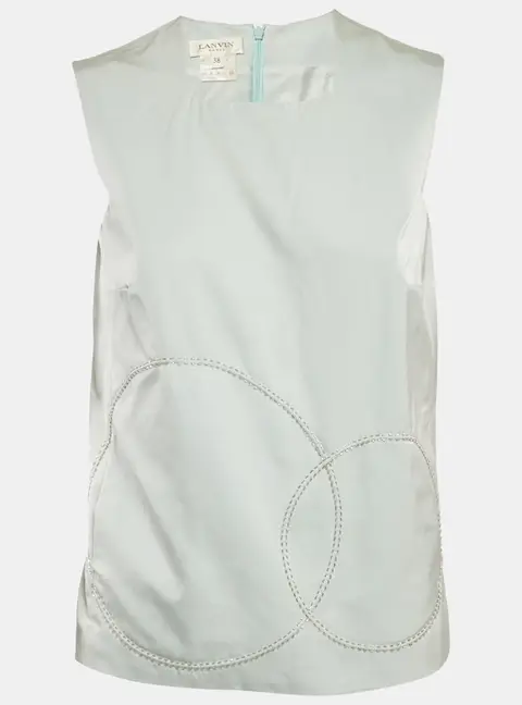 Lanvin Green Embellished Wool Blend Sleeveless Top M