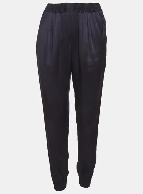 Lanvin Navy Blue Satin Lace Pants S