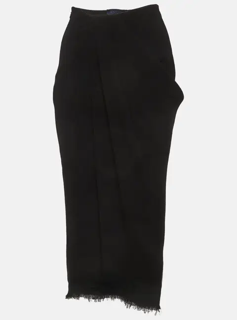 Lanvin Black Draped Textured Wool Blend Skirt S