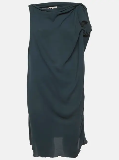 Lanvin Green Crepe Draped Mini Dress L