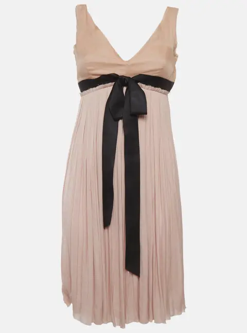 Lanvin Dusty Pink Chiffon Bow Detail Mini Dress M