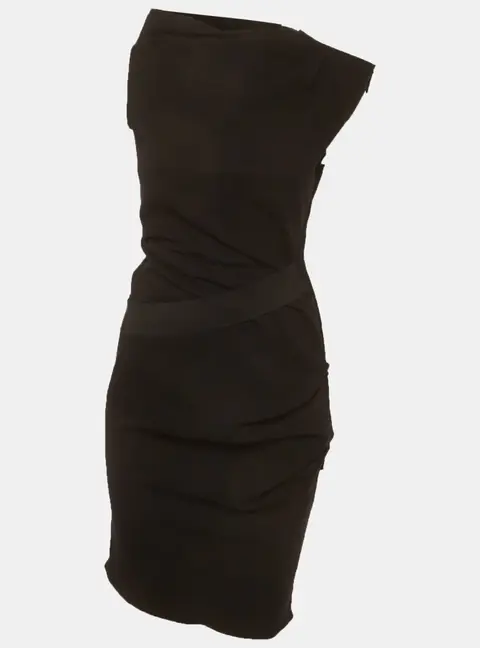 Lanvin Black Wool Blend Draped Mini Dress M