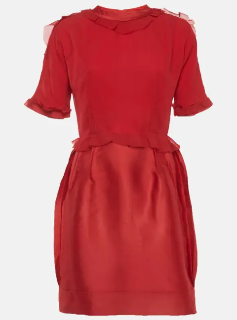 Lanvin Red Crepe and Silk Mini Dress M