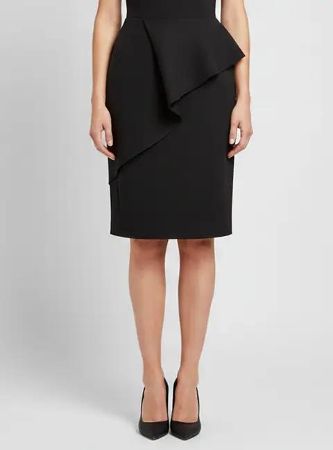 Lanvin Black Nylon Zip Up Draped Short Skirt M