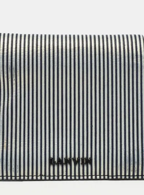 Lanvin White/Black Glitter Leather Card Case