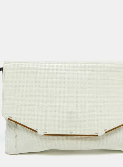 Lanvin White Leather Miss Sartorial Wristlet Clutch
