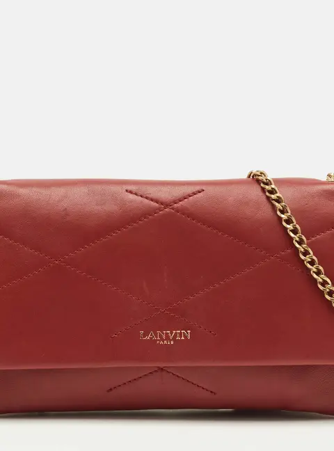 Lanvin Sugar Red Leather Wallet On Chain