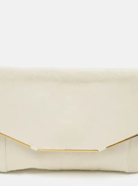 Lanvin Miss Sactorial Off White Calf Hair Envelope Clutch