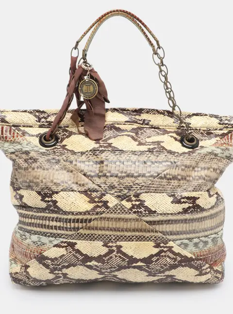 Lanvin Multicolor Snakeskin Leather Tote