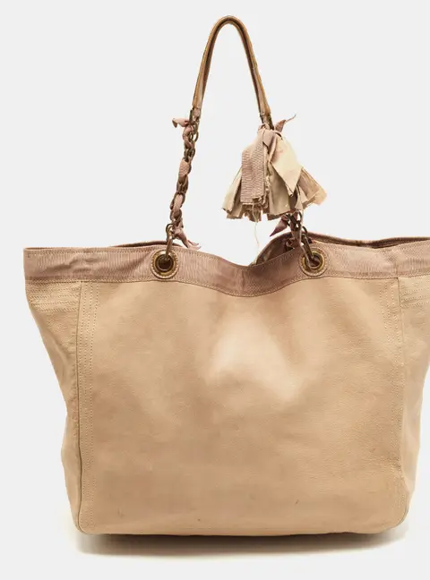 Lanvin Beige Leather and Nylon Chain Tote
