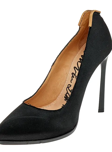 Lanvin Black Satin Pointed Toe Pumps Size 37