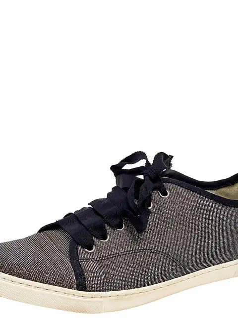 Lanvin Metallic Glitter Fabric Low Top Sneakers Size 40