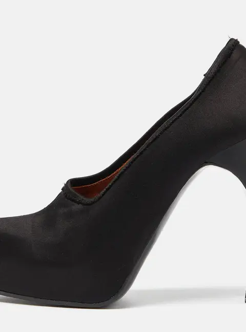 Lanvin Black Satin Platform Pumps Size 38.5