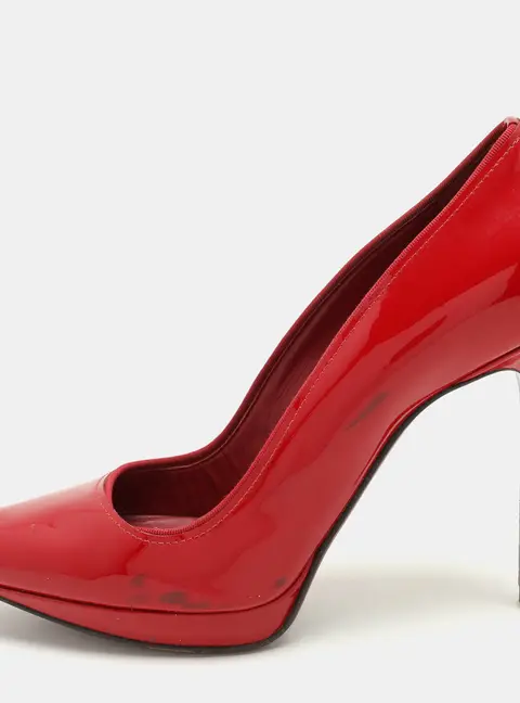 Lanvin Red Patent Leather Pointed Toe Platform Pumps Size 38.5