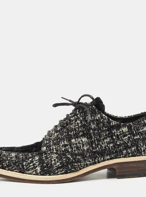 Lanvin Black/White Velvet Lace Up Derby Size 36
