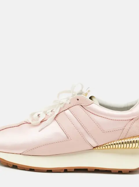 Lanvin Bumper Size 40 Pink Satin and Suede Low Top Sneakers