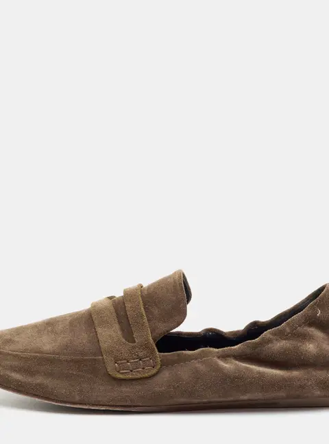 Lanvin Size 38.5 Brown Suede Slip On Loafers