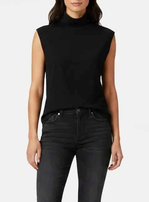 Lauren Ralph Lauren Black Jersey Turtleneck Sleeveless Top XL