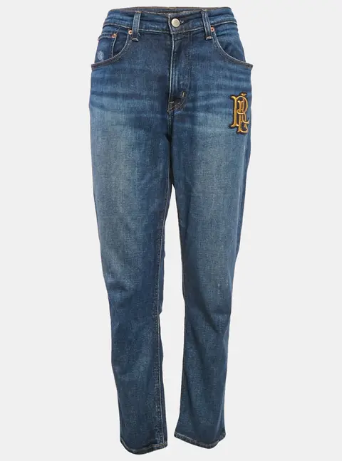 Lauren Ralph Lauren Blue Logo Embroidery Denim Jeans M Waist 33"
