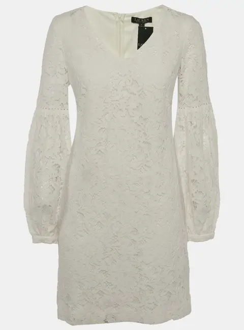 Lauren Ralph Lauren White Guipure Lace Mini Dress S
