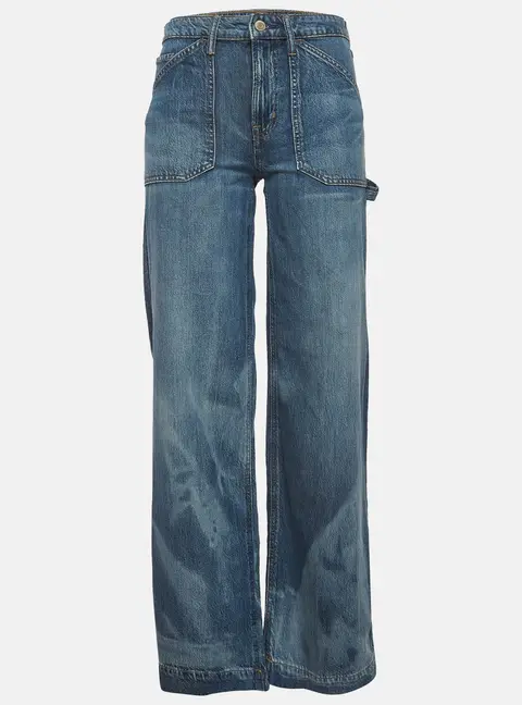 Lauren Ralph Lauren Blue Bleached Denim Wide Leg Jeans S/Waist 27"