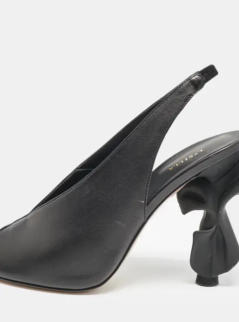 Le Silla Black Leather Candy Peep Toe Pumps Size 38