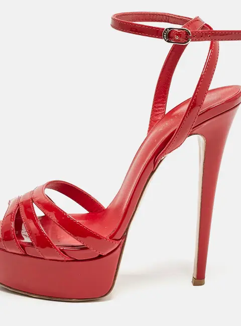 Le Silla Red Patent Leather Lola Platform Sandals Size 36