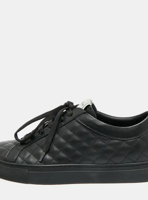 Le Silla Size 37 Black Leather Lace Up Sneakers