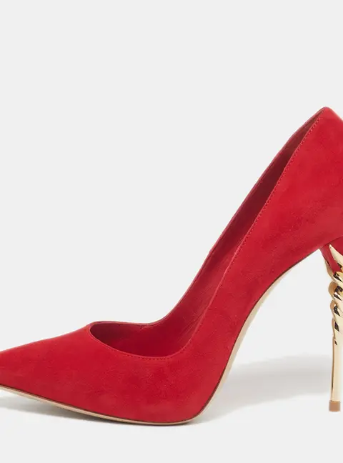 Le Silla Spiral Size 38.5 Red Suede Pumps