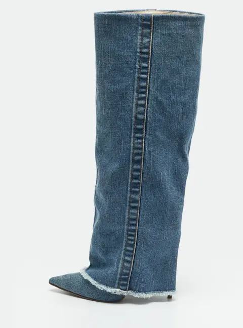 Le Silla Size 37 Blue Denim Mid Calf Boots