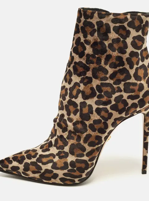 Le Silla Size 38.5 Multicolor Leopard Print Velvet Ankle Length Boots